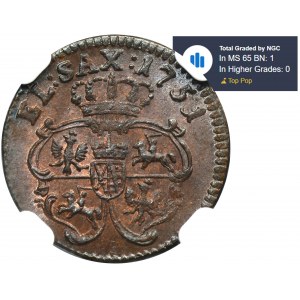 Augustus III of Poland, Schilling Grünthal 1751 - NGC MS65 BN