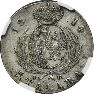 Duchy of Warsaw, 1/3 Thaler Warsaw 1814 IB - NGC AU DETAILS