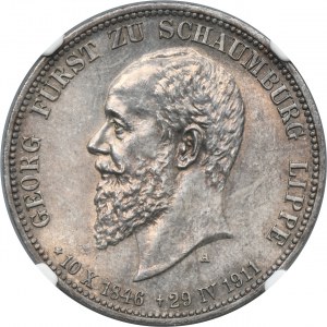 Germany, Principality of Schaumburg-Lippe, Georg, 3 Mark Berlin 1911 A - NGC MS63