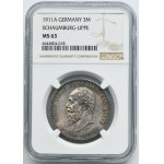 Germany, Principality of Schaumburg-Lippe, Georg, 3 Mark Berlin 1911 A - NGC MS63