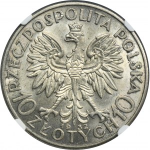 Głowa Kobiety, 10 złotych Londyn 1932 - NGC MS61