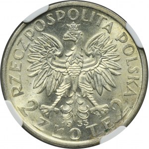 Głowa Kobiety, 2 złote 1933 - NGC MS62