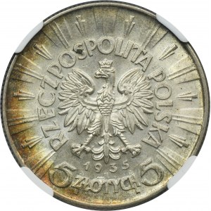 Piłsudski, 5 złotych 1935 - NGC MS63