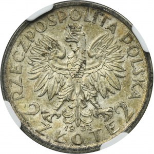 Głowa Kobiety, 2 złote 1933 - NGC MS60