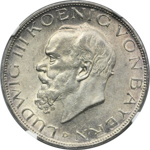Germany, Kingdom of Bavaria, Ludwig III, 3 Mark Munich 1914 D - NGC MS62