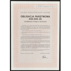 Obligacja Państwowa 1989, 400.000 zł