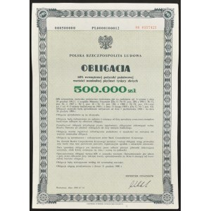 60% Wewnętrzna Pożyczka Państwowa 1989, obligacja 500.000 zł