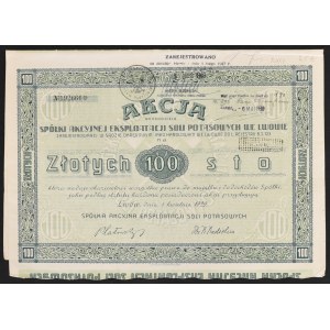 Spółka Akcyjna Eksploatacji Soli Potasowych, 100 zł 1929