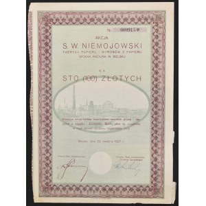 S. W. Niemojowski Fabryka Papieru i Wyrobów z Papierni S.A. w Bielsku, 100 zł 1927