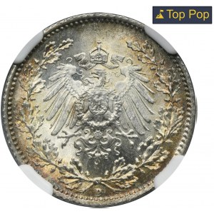 Germany, German Empire, Wilhelm II, 1/2 Mark Munich 1918 D - NGC MS68