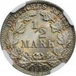 Germany, German Empire, Wilhelm II, 1/2 Mark Munich 1918 D - NGC MS68