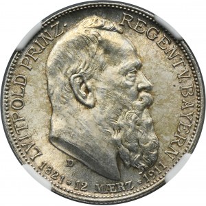 Germany, Bavaria, Regent Luitpold, 2 Mark Munich 1911 D - NGC MS63