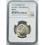 Germany, Bavaria, Regent Luitpold, 2 Mark Munich 1911 D - NGC MS63