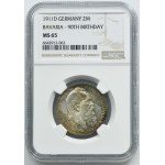 Germany, Bavaria, Regent Luitpold, 2 Mark Munich 1911 D - NGC MS65