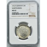 Germany, Kingdom of Württemberg, Wilhelm II, 2 Mark Stuttgart 1912 F - NGC MS62