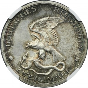 Germany, Kingdom of Prussia, Wilhelm II, 2 Mark Berlin 1913 A - NGC MS66