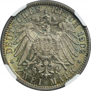 Germany, Baden, Friedrich I, 2 Mark Karlsruhe 1902 G - NGC MS64