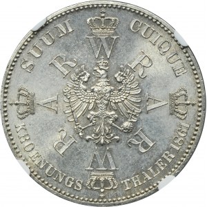 Germany, Kingdom of Prussia, Wilhelm I, Crown Thaler Berlin 1861 - NGC MS62