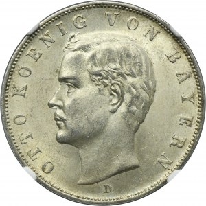 Germany, Bavaria, Otto, 3 Mark Munich 1913 D - NGC MS63