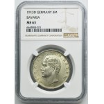 Germany, Bavaria, Otto, 3 Mark Munich 1913 D - NGC MS63
