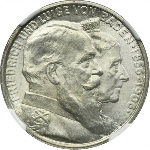 Germany, Baden, Friedrich I, 2 Mark Karlsruhe 1906 - NGC MS65