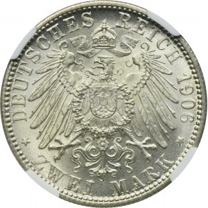 Germany, Baden, Friedrich I, 2 Mark Karlsruhe 1906 - NGC MS65