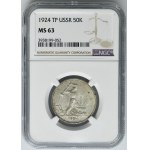 Russia, USSR, Poltinnik (50 kopeck) 1924 TP - NGC MS63