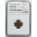 Russia, USSR, 1/2 Kopeck Petersburg 1925 - NGC MS63 BN