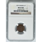 Free City of Danzig, 1 pfennig 1937 - NGC MS63 RB