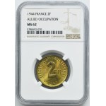 France, IV Republic, 2 Francs Philadelphia 1944 - NGC MS62