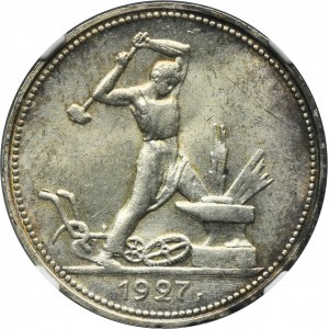 Russia, USSR, Poltinnik (50 kopeck) Petersburg 1927 - NGC MS63
