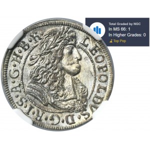 Austria, Leopold I, 3 Kreuzer Hall 1689 - NGC MS66