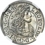 Austria, Leopold I, 3 Kreuzer Hall 1689 - NGC MS66