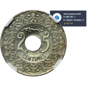 Morocco, Yusuf, 25 Centimes Paris 1921 - NGC MS68