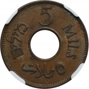 Palestine, British Mandate, 5 Mils London 1942 - NGC MS64 BN