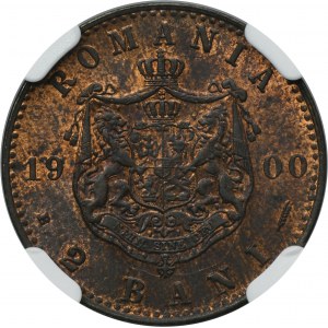 Romania, Carol I, 2 Bani Hamburg 1900 - NGC MS63 RB