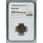 Romania, Carol I, 2 Bani Hamburg 1900 - NGC MS63 RB