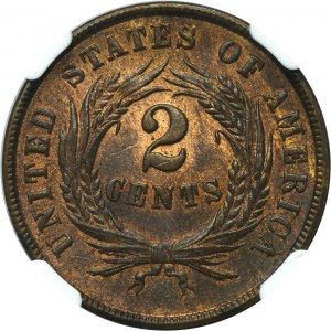 USA, 2 Cents Philadelphia 1865 - NGC MS64 RB - Union Shield