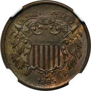 USA, 2 Cents Philadelphia 1865 - NGC MS64 RB - Union Shield
