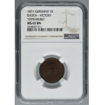 Germany, Grand Duchy of Baden, Friedrich I, 1 Kreuzer Karlsruhe 1871 - NGC MS65 BN