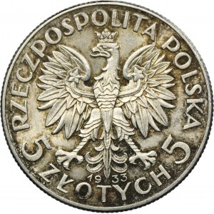 Głowa Kobiety, 5 złotych Warszawa 1933