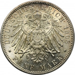 Germany, Duchy of Saxony-Meiningen, Georg II, 5 Mark Munich 1908 D