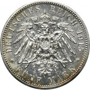 Germany, Braunschweig-Lüneburg, Ernst August, 5 Mark Berlin 1915 A