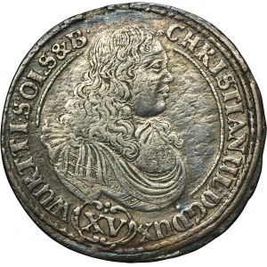 Silesia, Duchy of Oels, Chrustian Ulrich, 15 Kreuzer Oels 1678 FCV - VERY RARE