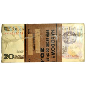 Zgrzewka bankowa 20 złotych 1982 - AH - (1.000 szt.)