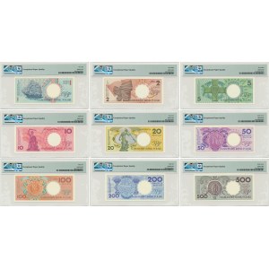 Komplet Miasta Polski bez nadruku (9szt.) - różne serie - PMG 65 EPQ - 68 EPQ