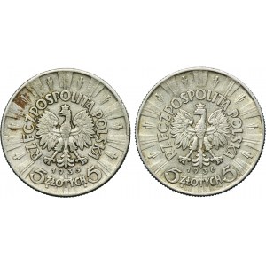 Zestaw, Piłsudski, 5 złotych 1935 i 1936 (2 szt.)