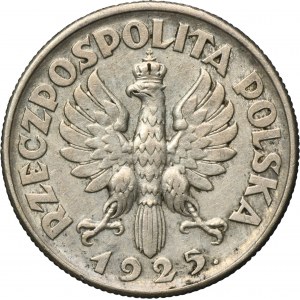 Kobieta i kłosy, 2 złote Londyn 1925 - kropka po dacie