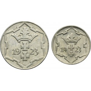 Lot, Free City of Danzig, 5 pfennige and 10 pfennige 1923 (2 pcs.)