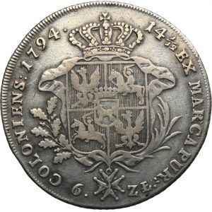 Poniatowski, 6 Zloty Taler Warschau 1794 - Variante 37.a